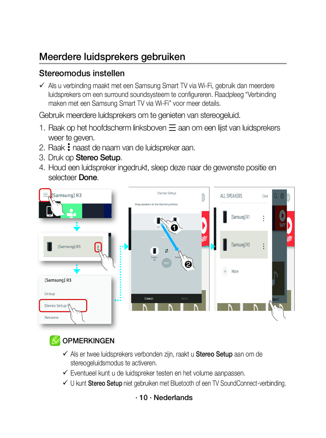 Samsung WAM3501/XN, WAM3501/EN manual Stereomodus instellen, · 10 · Nederlands 