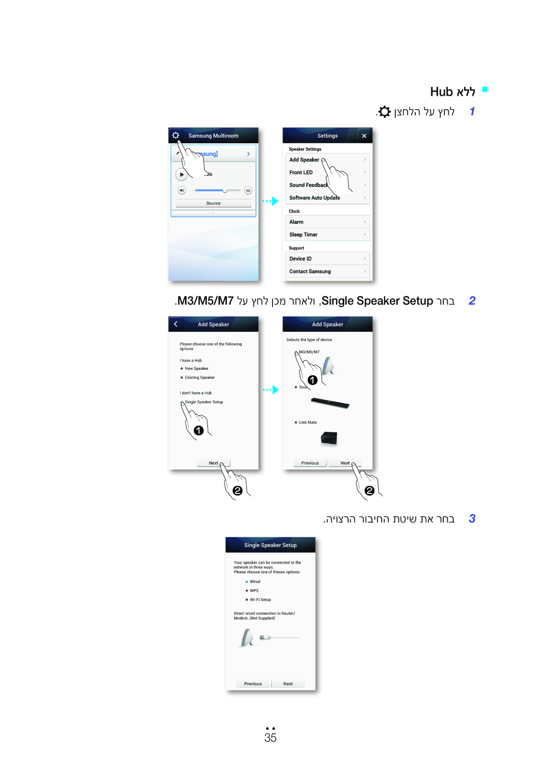 Samsung WAM350/SQ manual Hub אלל` ` 