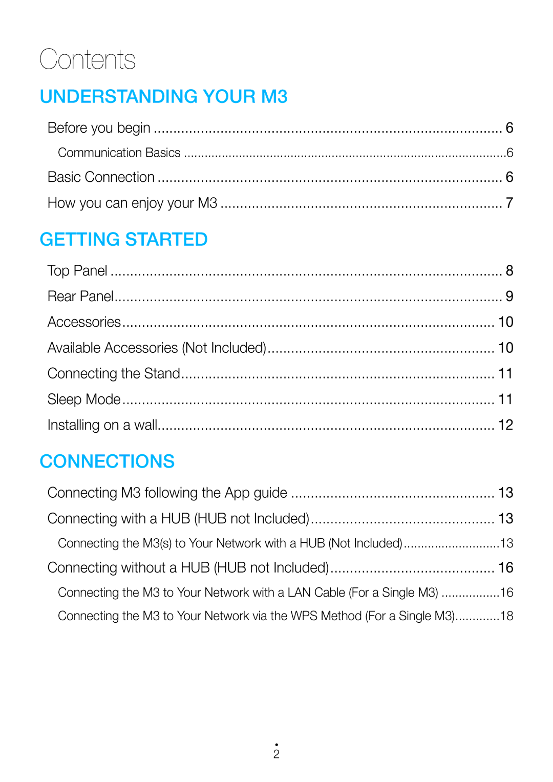 Samsung WAM350/SQ manual Contents 