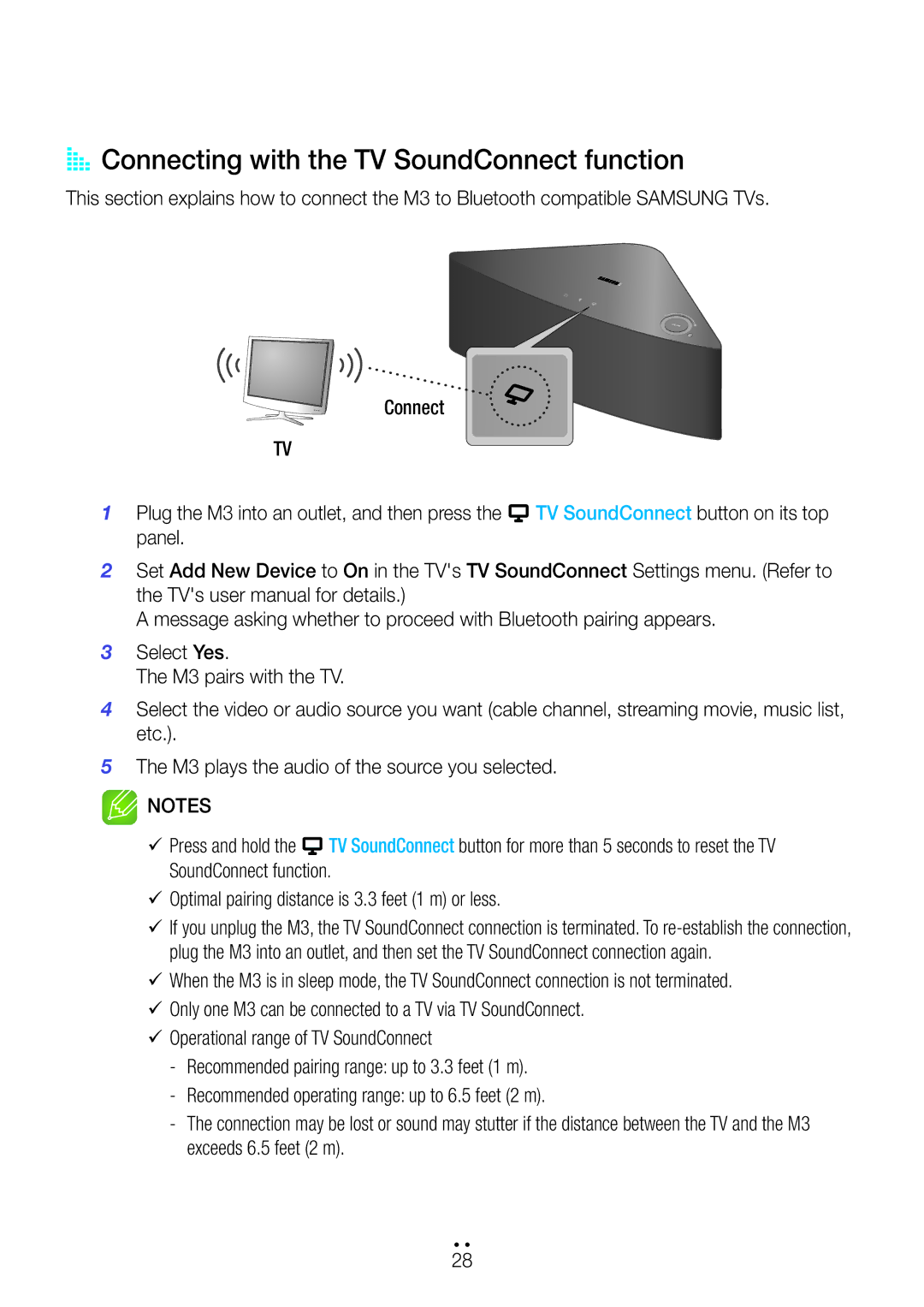 Samsung WAM350/SQ manual AA Connecting with the TV SoundConnect function 