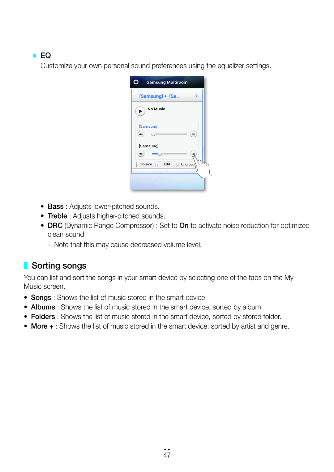 Samsung WAM350/SQ manual Sorting songs 