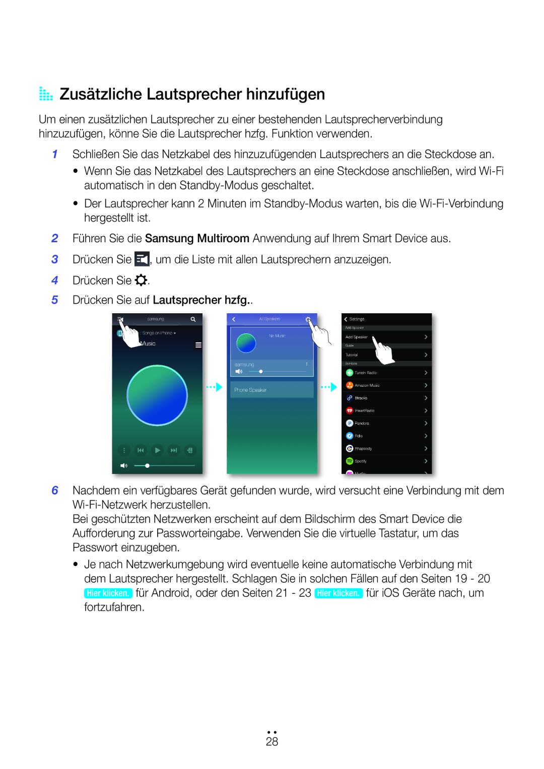 Samsung WAM350/EN, WAM351/EN, WAM551/EN, WAM751/EN, WAM550/EN, WAM750/EN, WAM551/ZF manual AA Zusätzliche Lautsprecher hinzufügen 