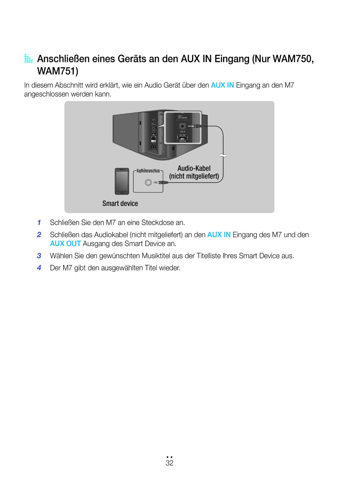 Samsung WAM750/ZF, WAM351/EN, WAM551/EN, WAM751/EN, WAM550/EN, WAM350/EN, WAM750/EN, WAM551/ZF, WAM751/ZF manual Nicht mitgeliefert 