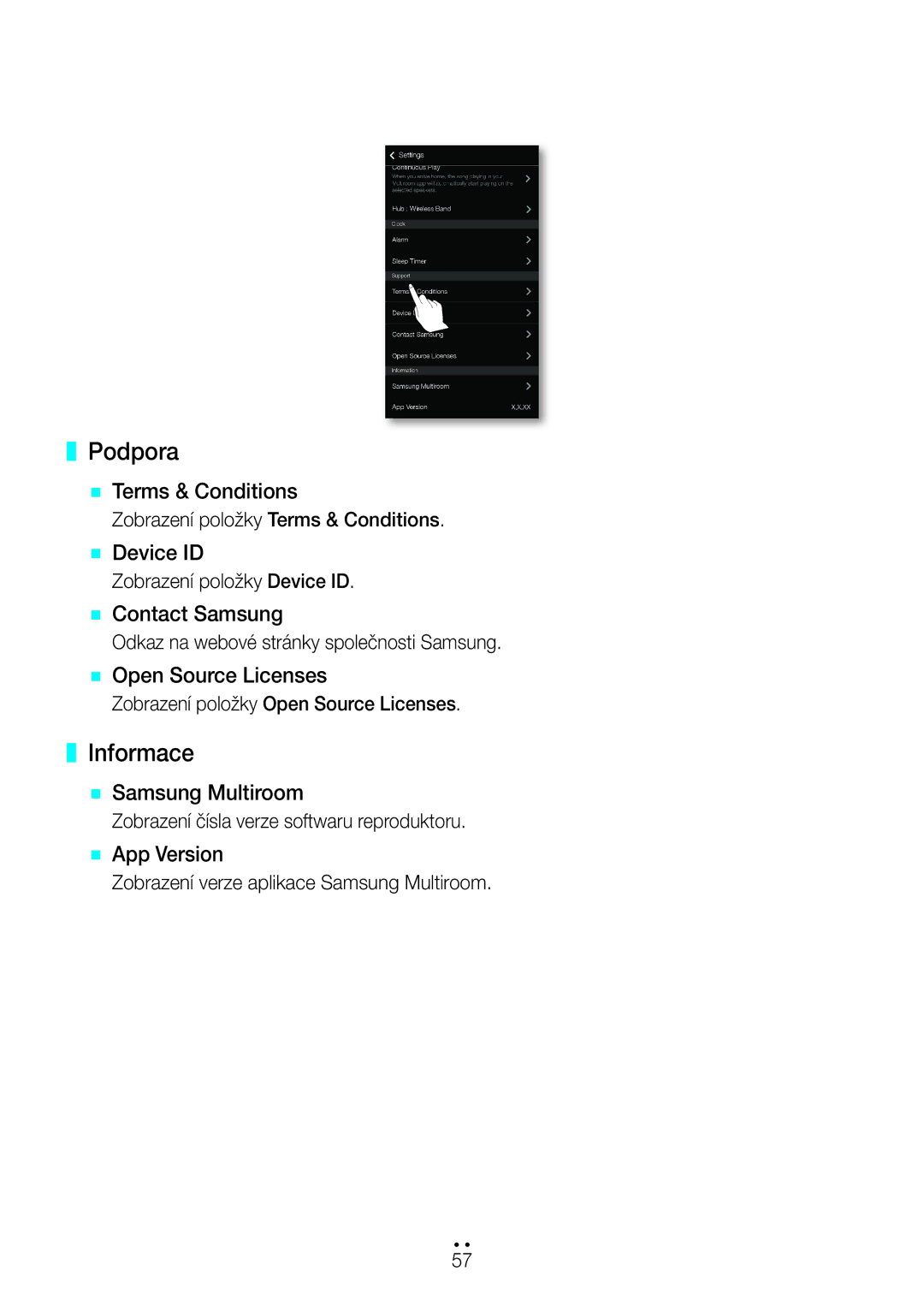 Samsung WAM550/XN, WAM351/EN, WAM551/EN, WAM751/EN, WAM550/EN, WAM350/EN, WAM750/EN, WAM750/XN, WAM551/XN manual Podpora, Informace 