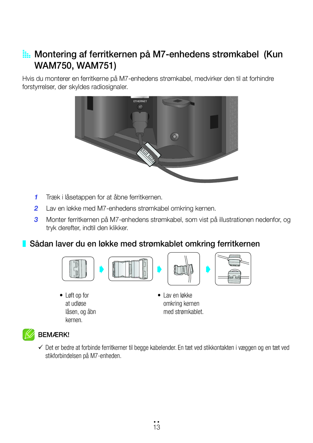 Samsung WAM351/XE, WAM551/XN, WAM551/XE, WAM751/XE, WAM550/XE manual Løft op for Lav en løkke At udløse, Låsen, og åbn, Kernen 