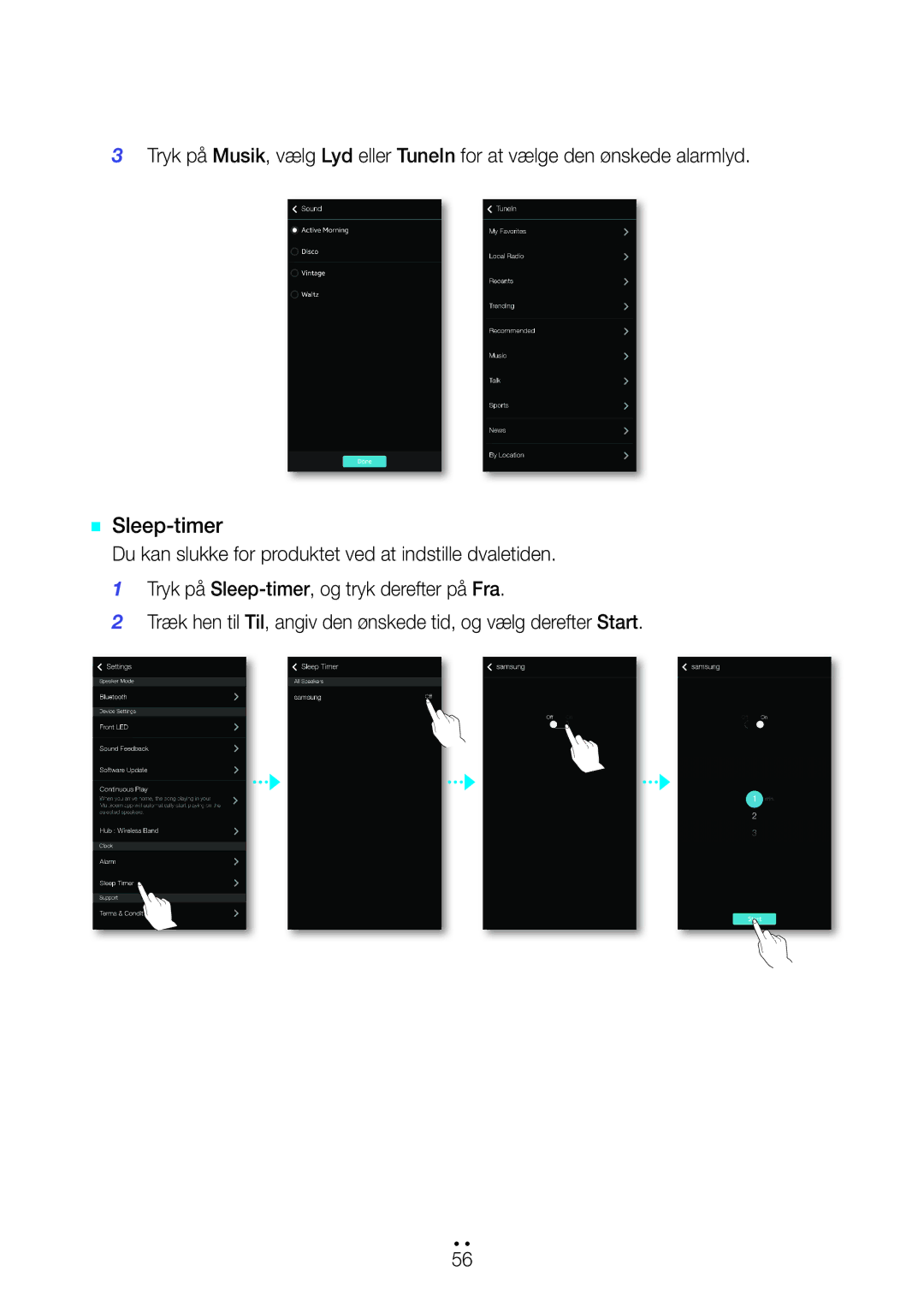 Samsung WAM551/XN, WAM551/XE, WAM751/XE, WAM550/XE, WAM551/XU, WAM351/XE, WAM350/XE, WAM750/XE manual `` Sleep-timer 