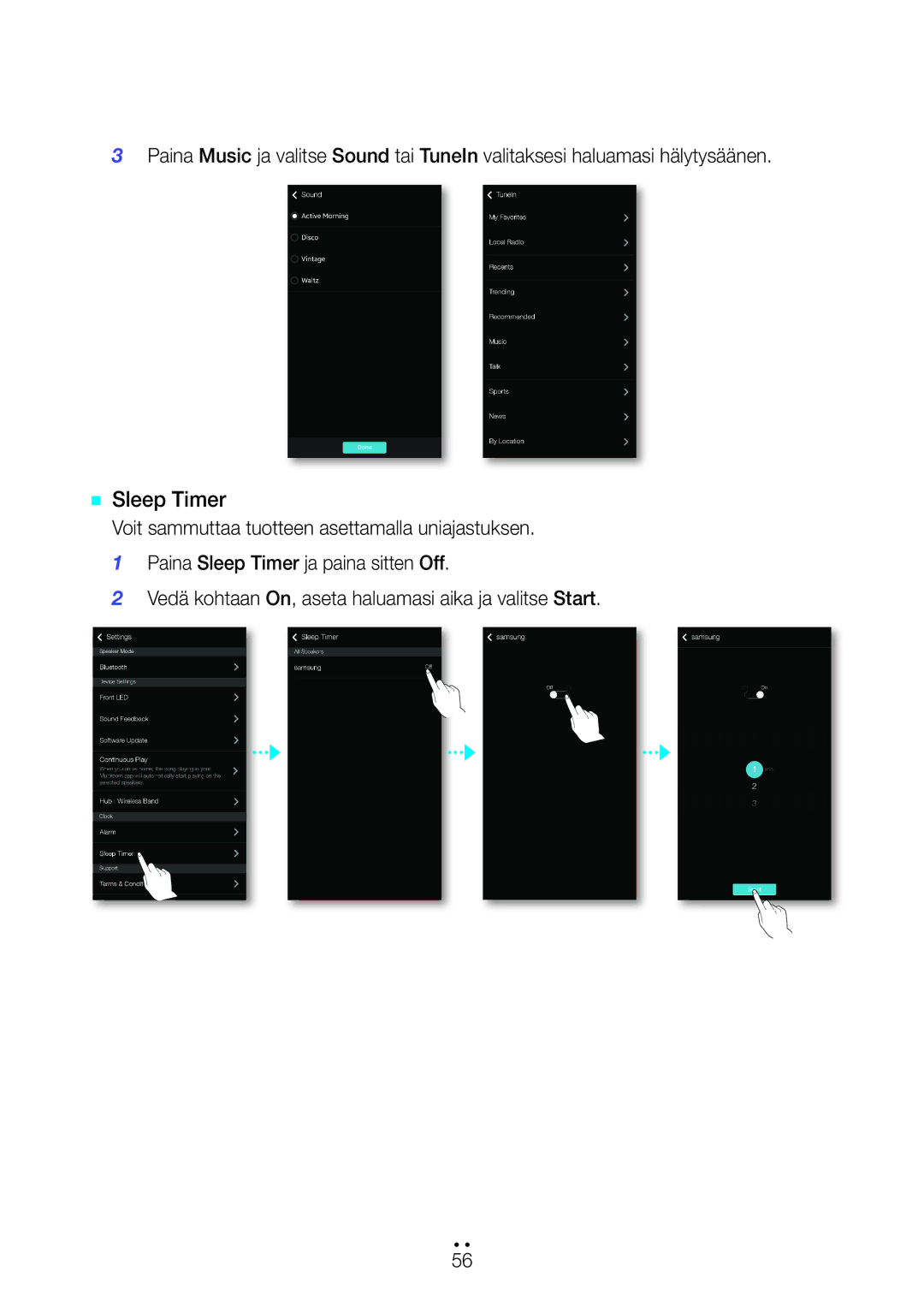 Samsung WAM551/XN, WAM551/XE, WAM751/XE, WAM550/XE, WAM551/XU, WAM351/XE, WAM350/XE, WAM750/XE manual `` Sleep Timer 