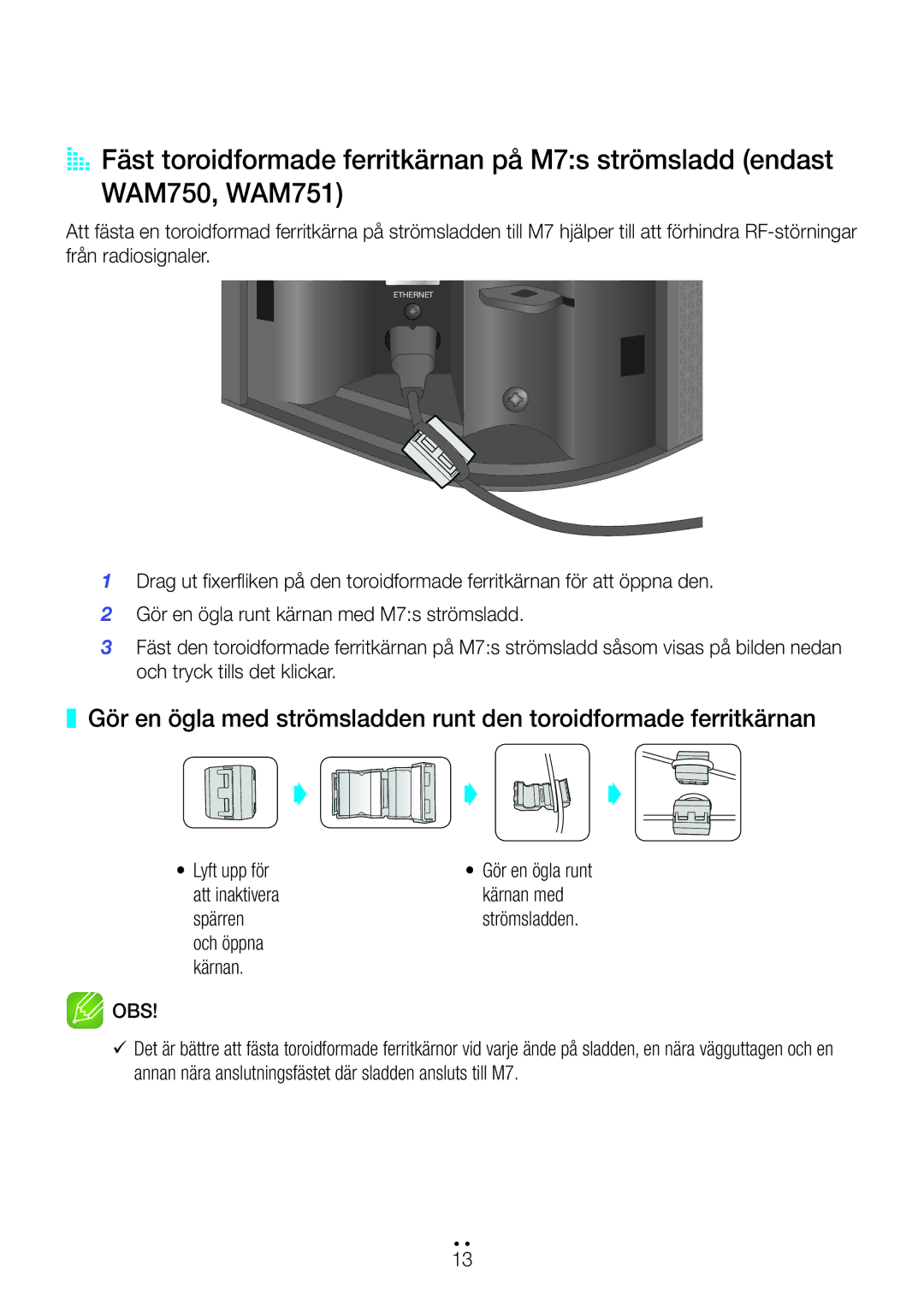 Samsung WAM351/XE, WAM551/XN, WAM551/XE, WAM751/XE, WAM550/XE, WAM551/XU manual Lyft upp för, Att inaktivera Kärnan med Spärren 