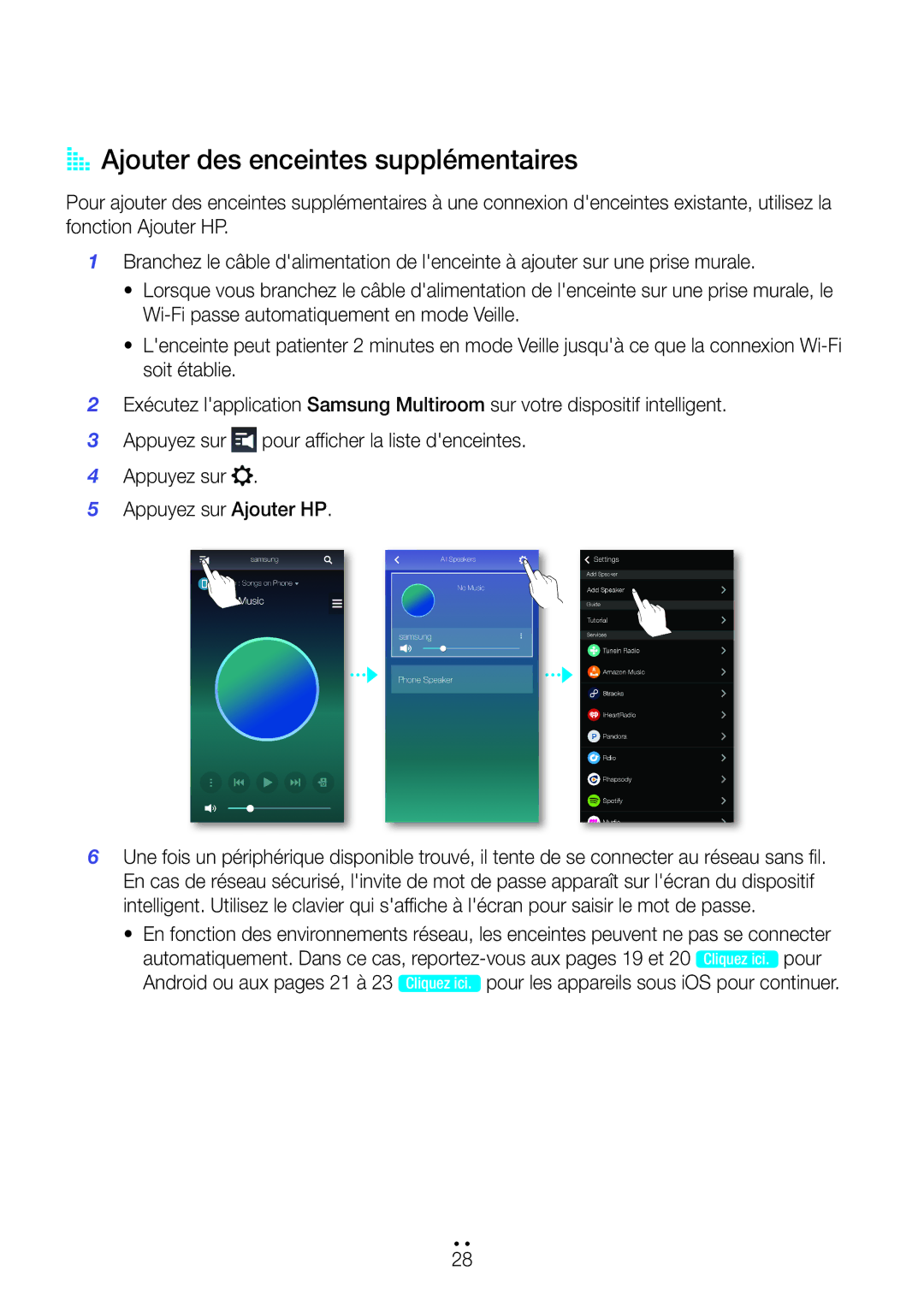 Samsung WAM550/ZF, WAM551/ZF, WAM751/ZF, WAM750/ZF, WAM351/ZF, WAM350/ZF manual AA Ajouter des enceintes supplémentaires 