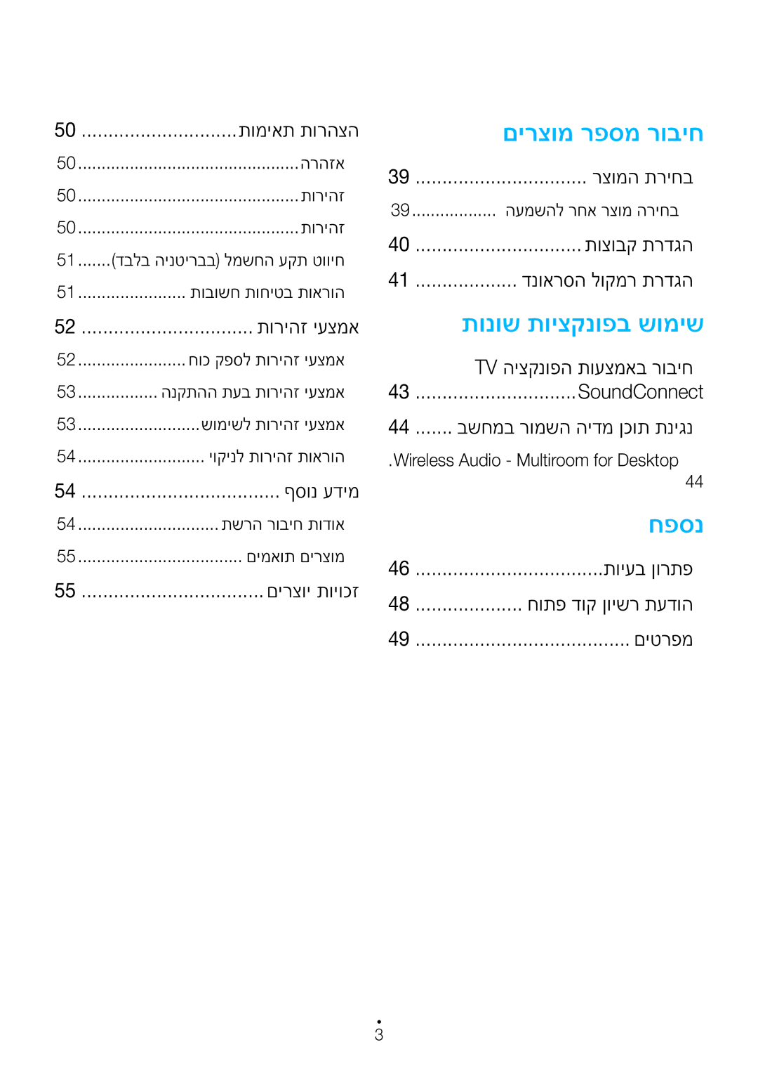 Samsung WAM7501/SQ, WAM6500/SQ, WAM6501/SQ, WAM7500/SQ manual םירצומ רפסמ רוביח 