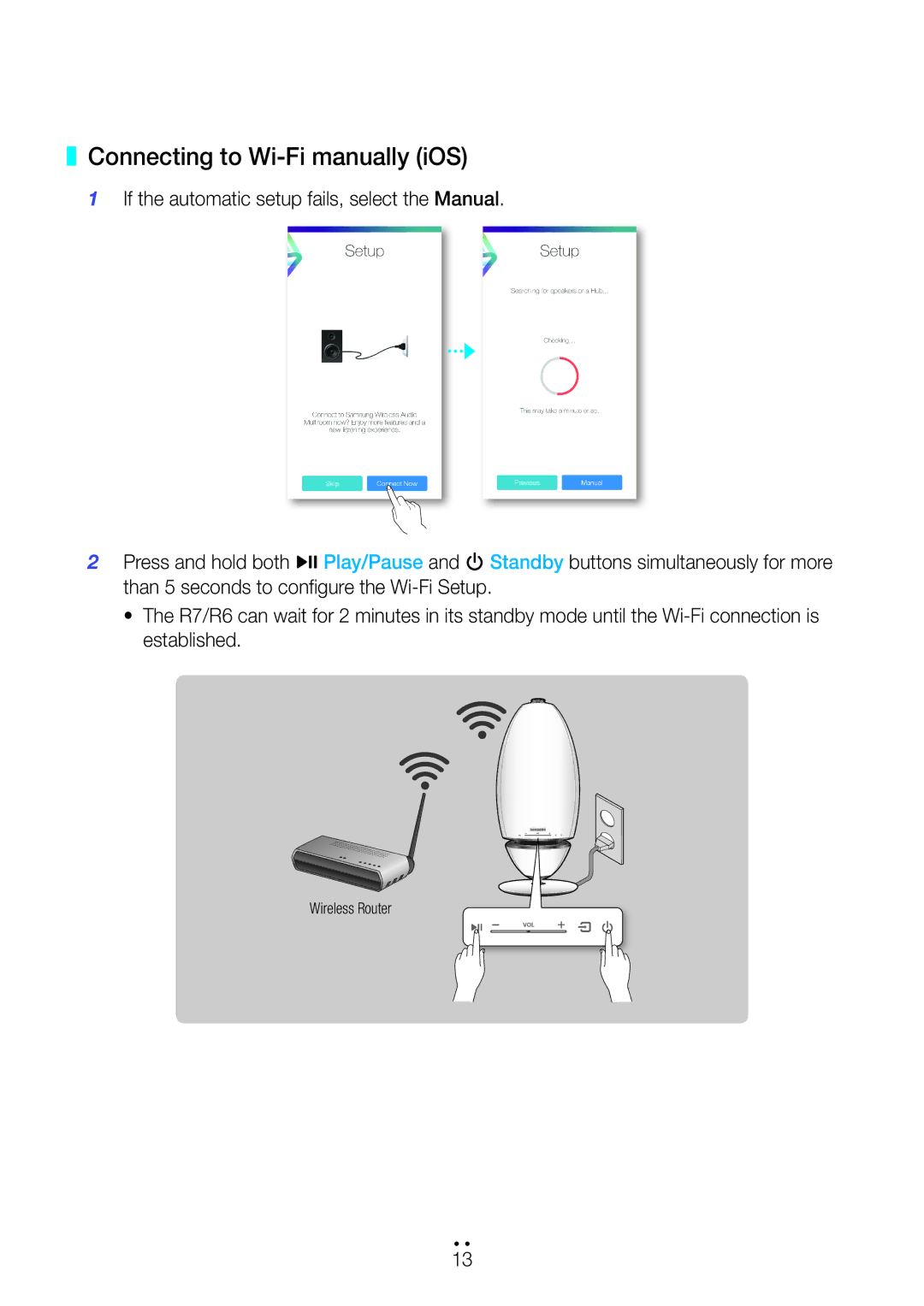 Samsung WAM6501/ZN, WAM6500/ZN, WAM7501/ZN, WAM7500/ZN Connecting to Wi-Fi manually iOS 