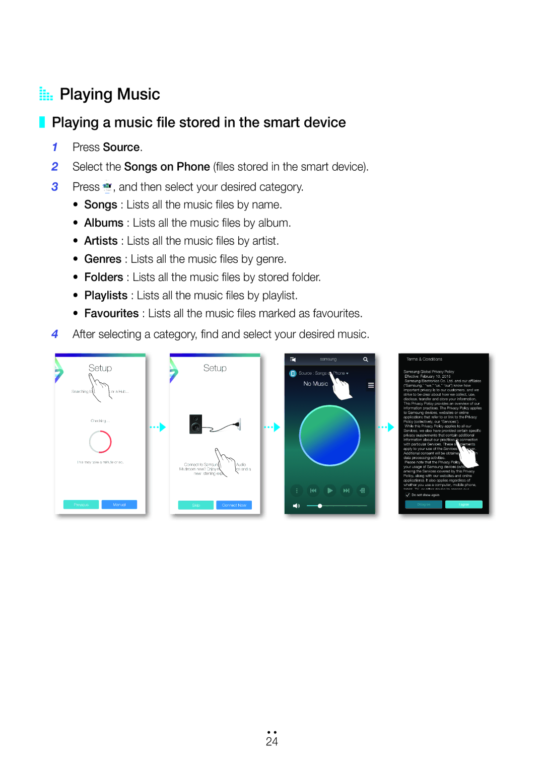 Samsung WAM6500/ZN, WAM6501/ZN, WAM7501/ZN, WAM7500/ZN AA Playing Music, Playing a music file stored in the smart device 