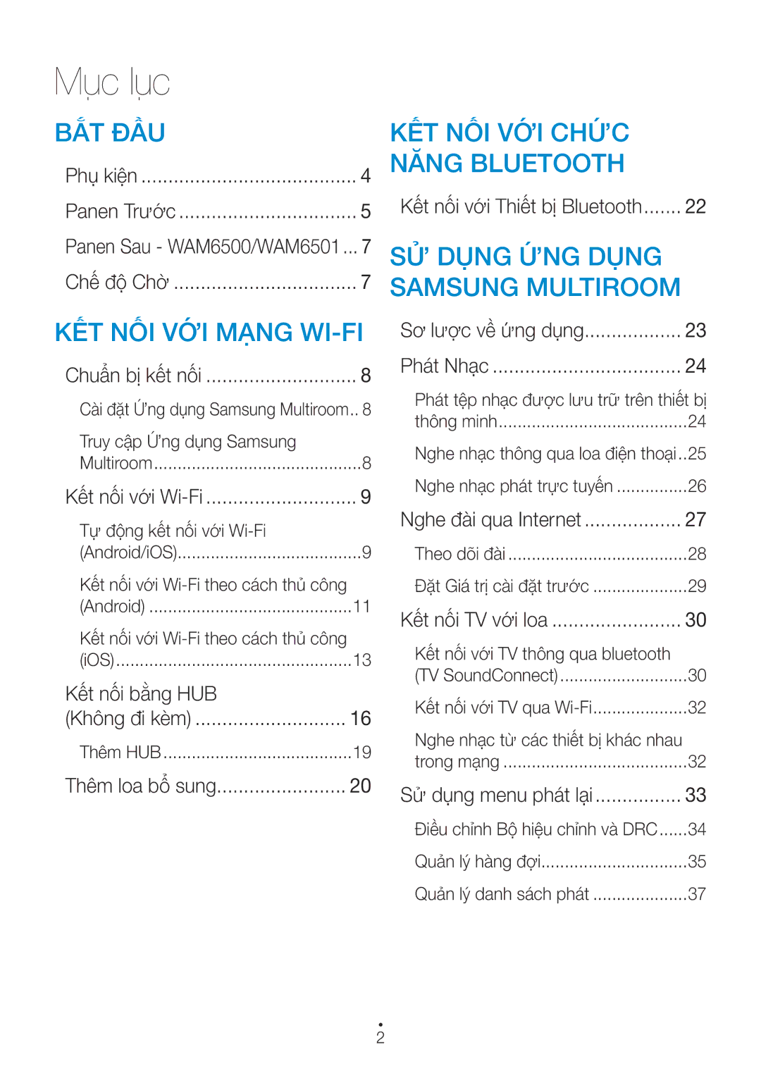 Samsung WAM7501/XV, WAM6501/XV, WAM7500/XV manual Mục lục, Kết nối bằng HUB 