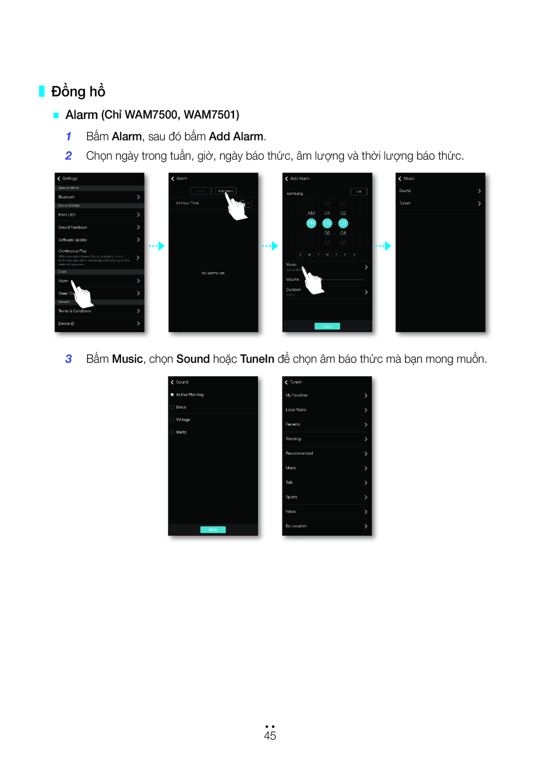 Samsung WAM6501/XV, WAM7500/XV, WAM7501/XV manual Đông hô 