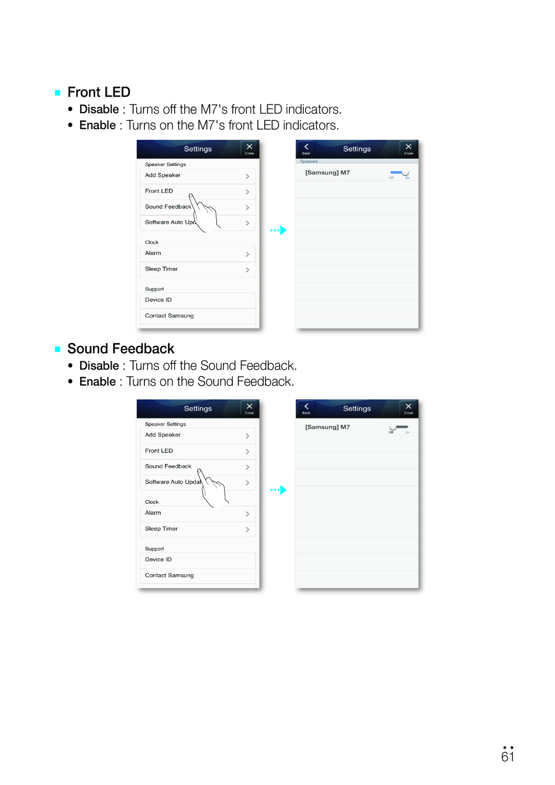 Samsung WAM750 user manual `` Sound Feedback 