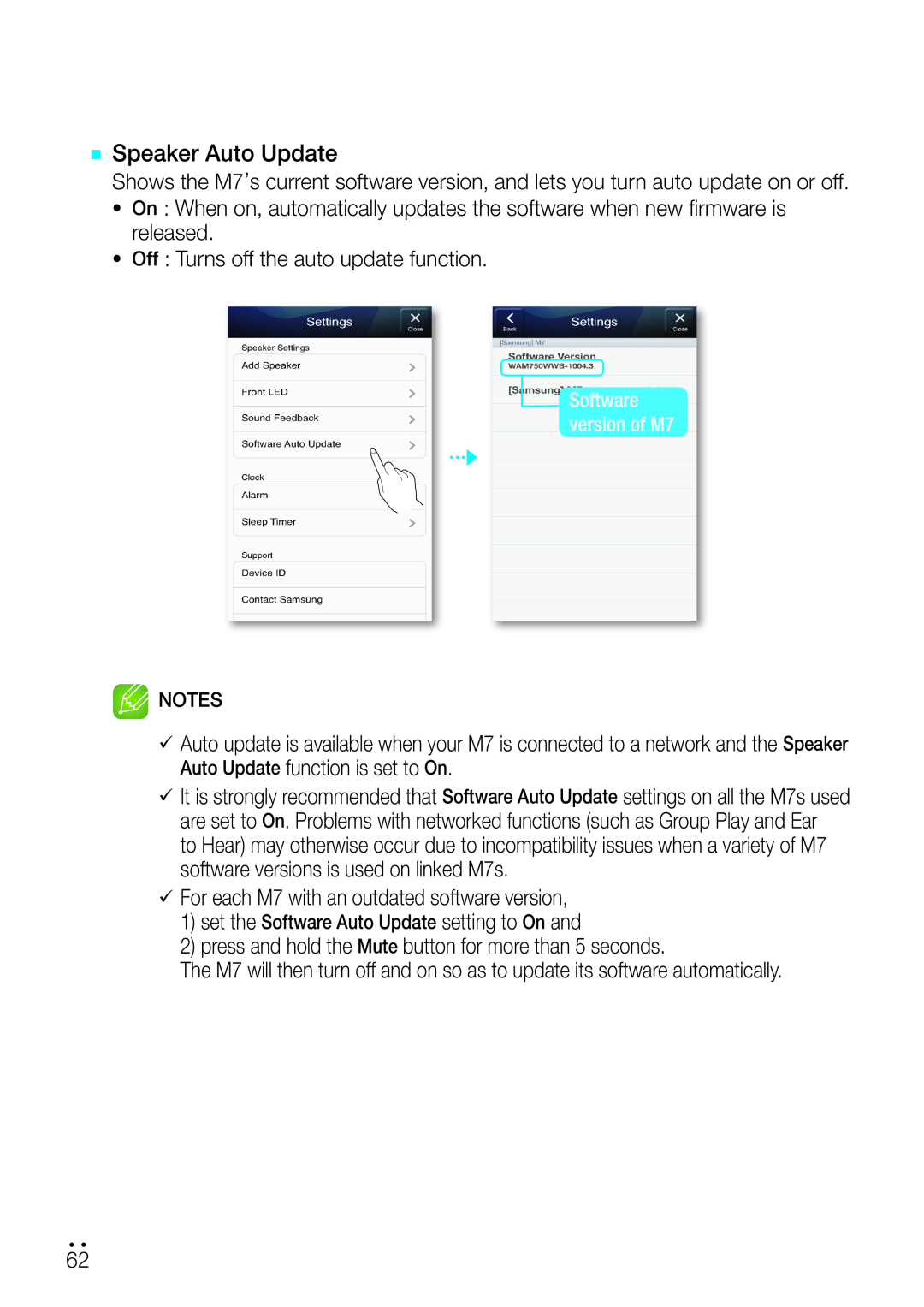 Samsung WAM750 user manual `` Speaker Auto Update 