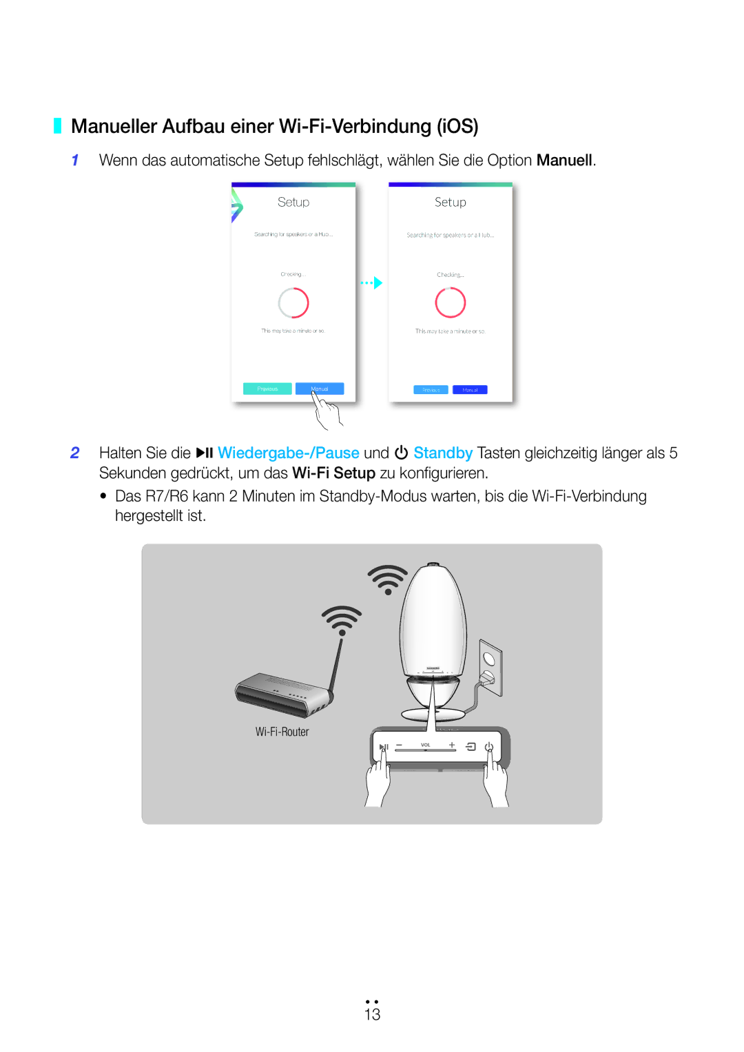 Samsung WAM7501/EN, WAM7500/EN, WAM6501/EN, WAM6500/EN manual Manueller Aufbau einer Wi-Fi-Verbindung iOS 