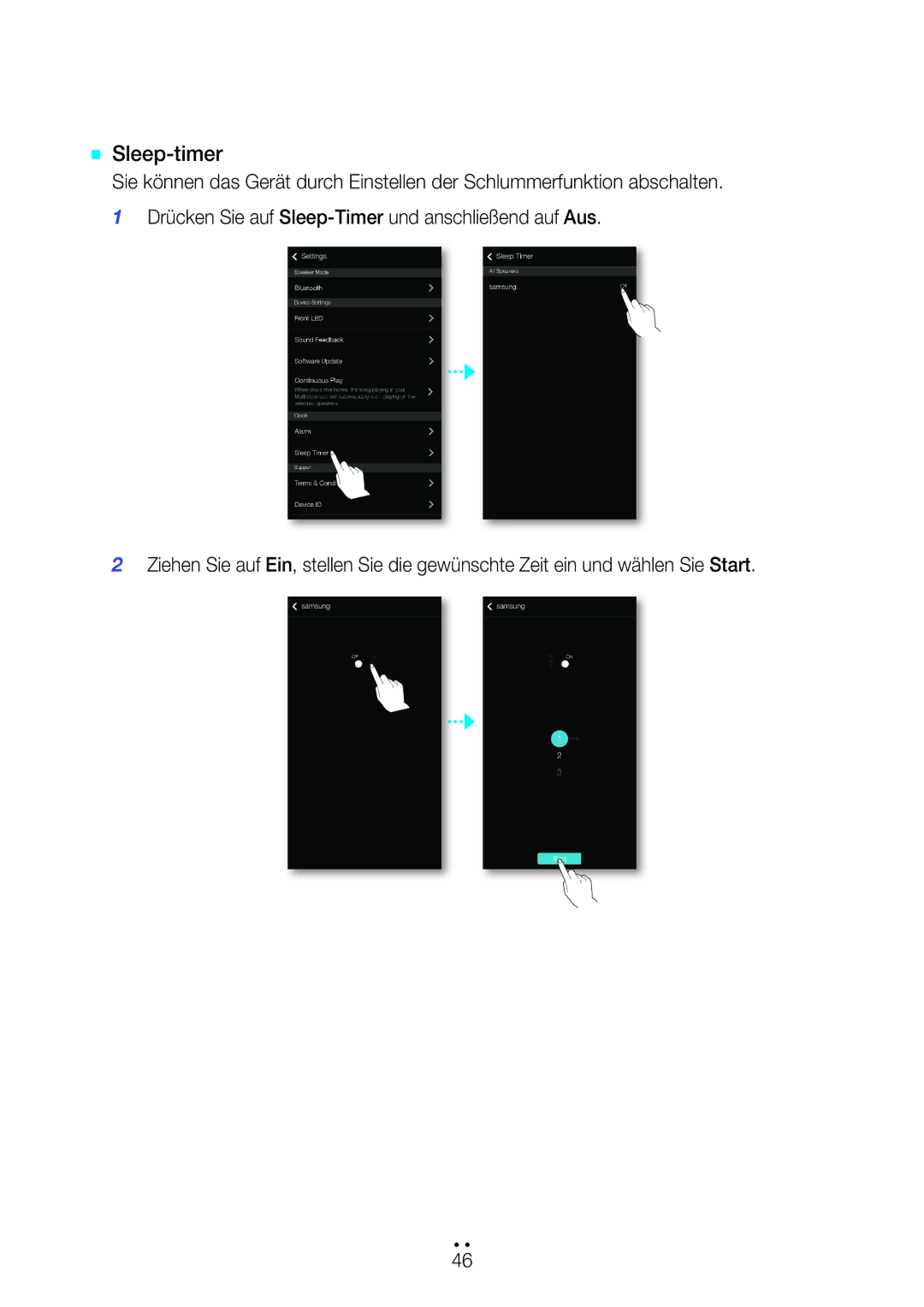 Samsung WAM6501/EN, WAM7500/EN, WAM7501/EN, WAM6500/EN manual `` Sleep-timer 