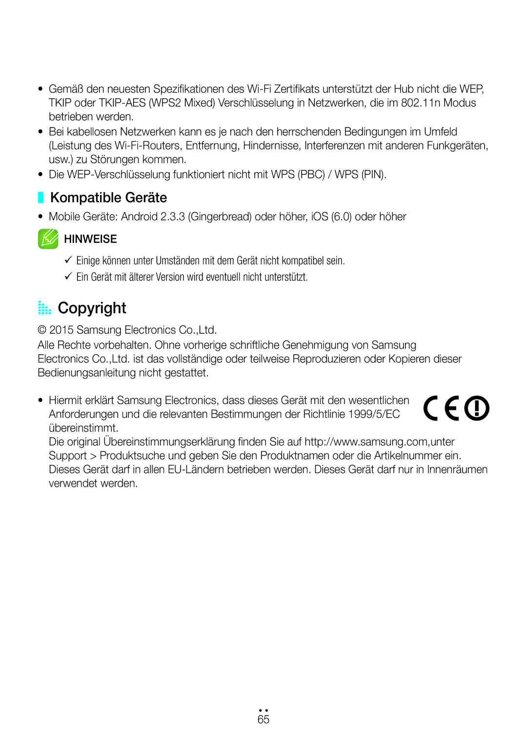 Samsung WAM7501/EN, WAM7500/EN, WAM6501/EN, WAM6500/EN manual AA Copyright, Kompatible Geräte 