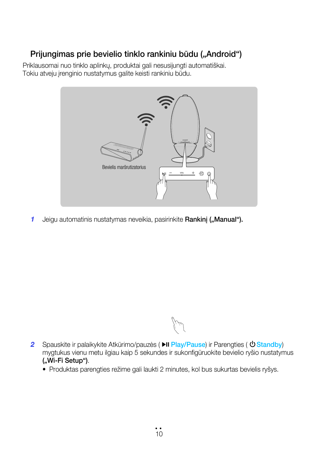 Samsung WAM7500/EN, WAM7501/EN manual Prijungimas prie bevielio tinklo rankiniu būdu „Android 