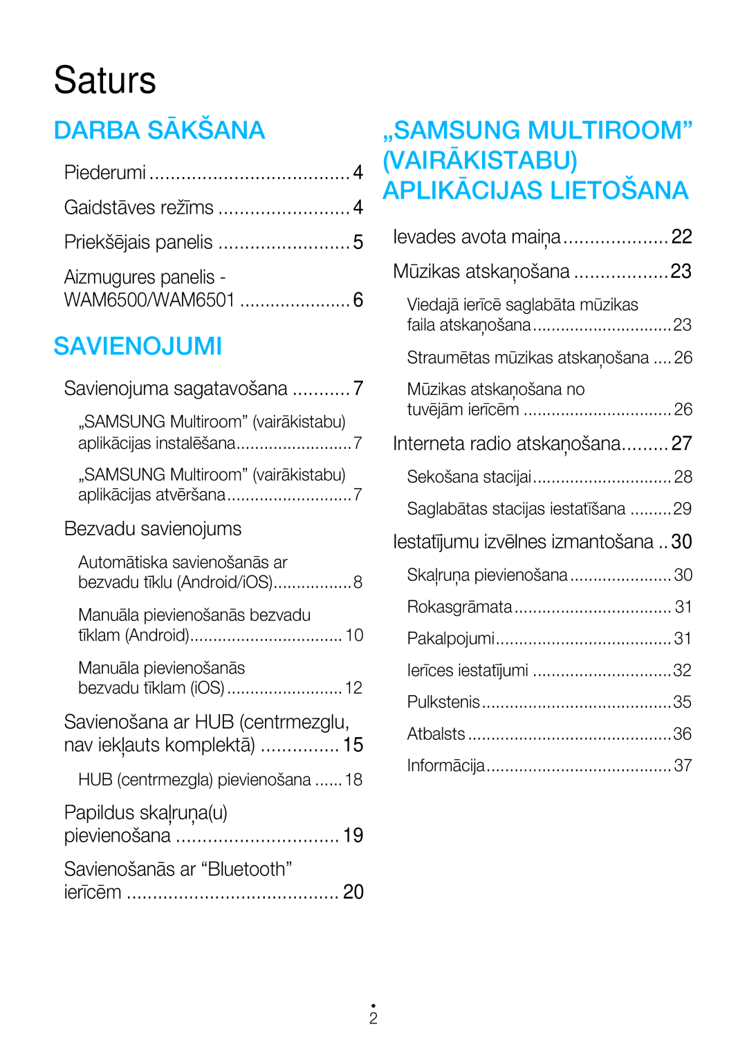 Samsung WAM7500/EN, WAM7501/EN manual Aizmugures panelis, Bezvadu savienojums, Papildus skaļruņau, Savienošanās ar Bluetooth 