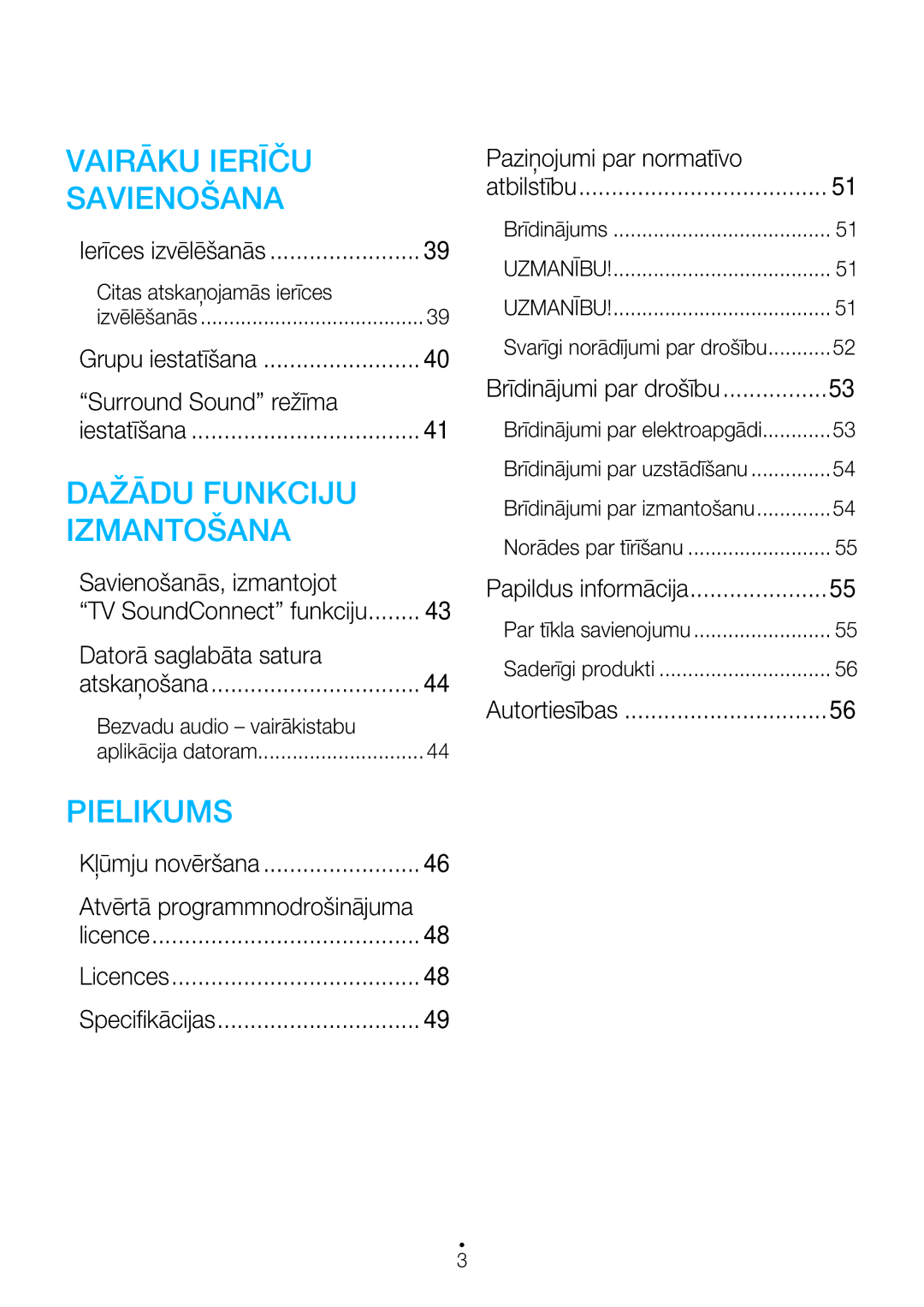 Samsung WAM7501/EN Surround Sound režīma, Savienošanās, izmantojot, Datorā saglabāta satura, Paziņojumi par normatīvo 