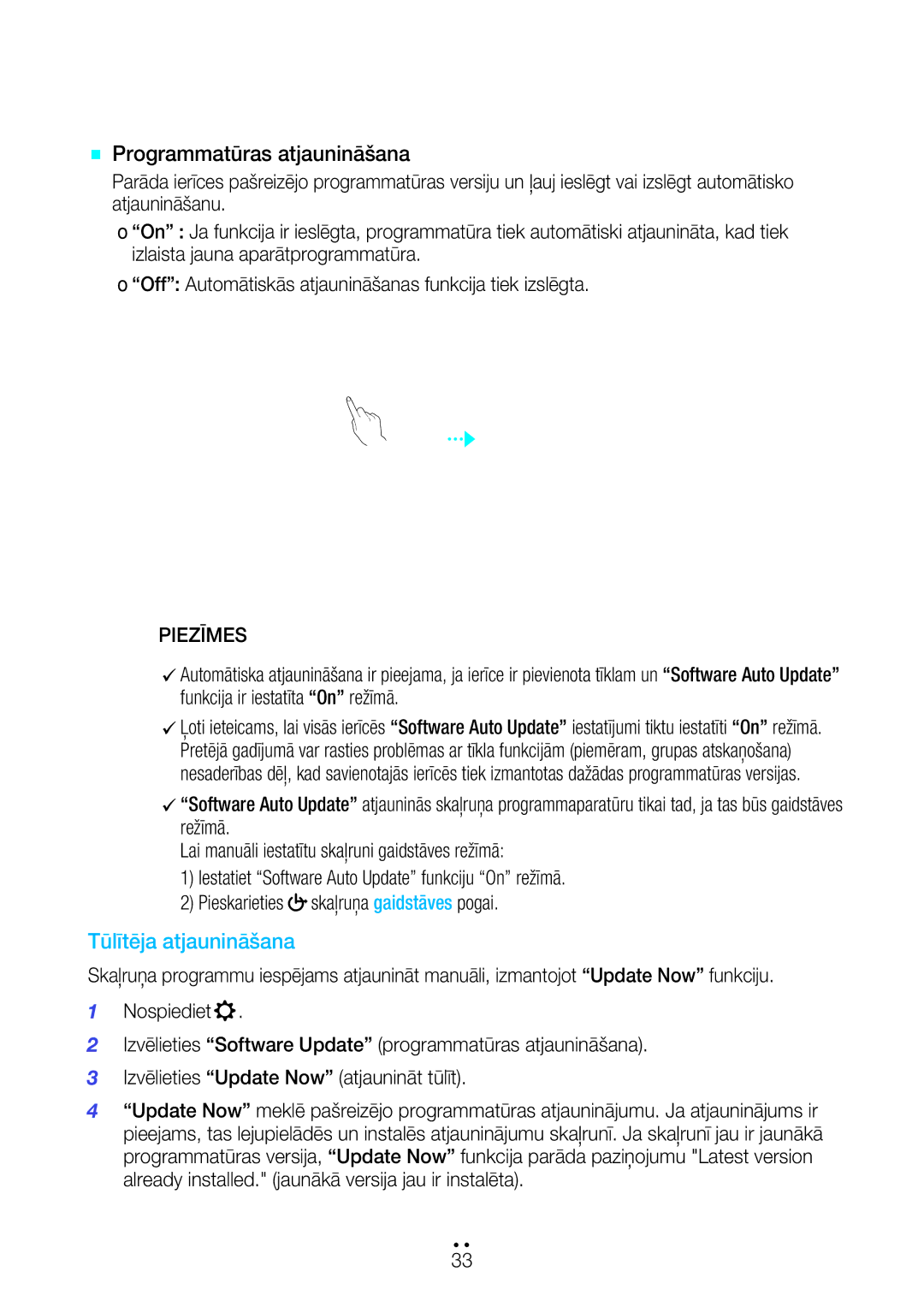 Samsung WAM7501/EN, WAM7500/EN manual Tūlītēja atjaunināšana 