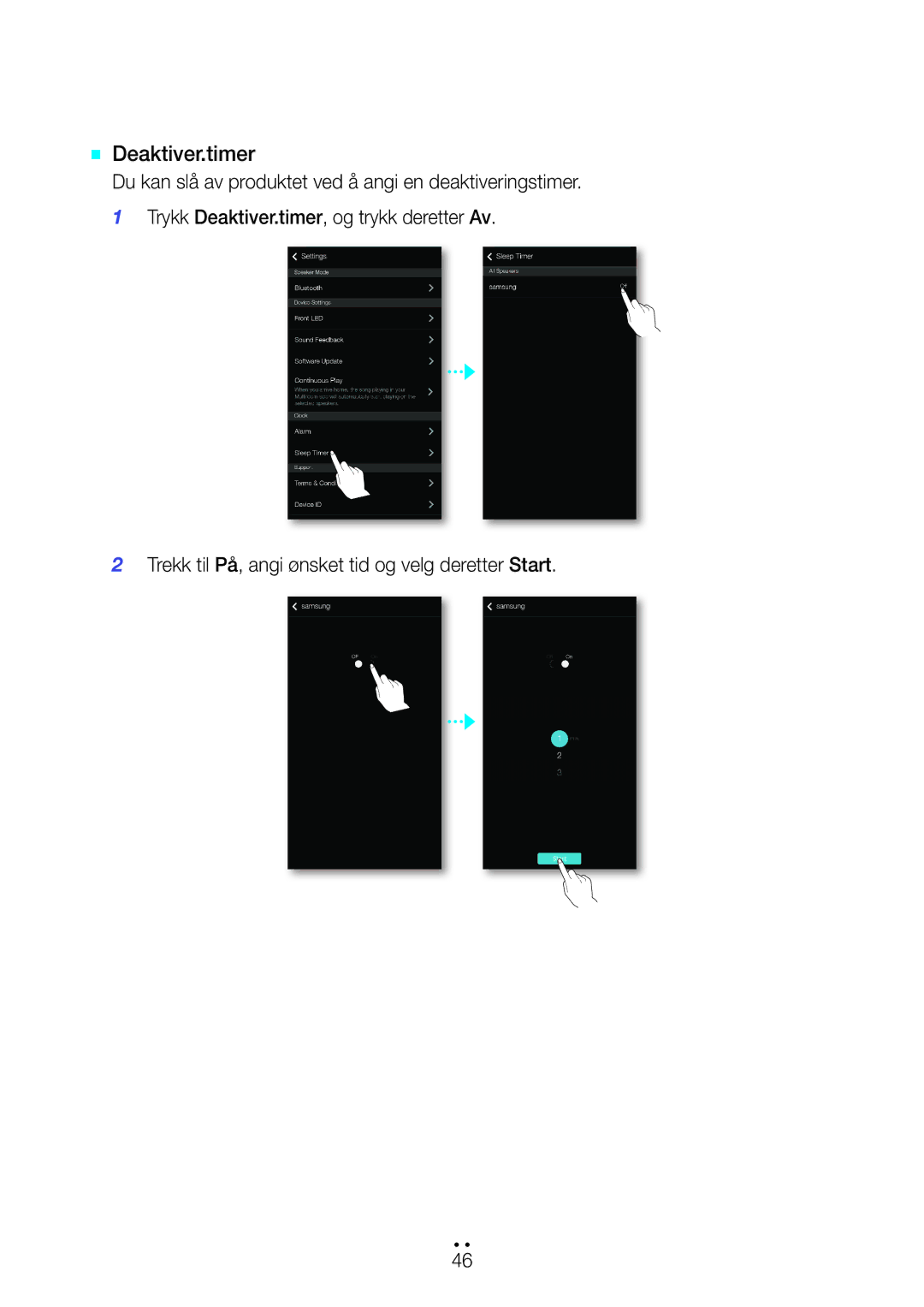 Samsung WAM6500/XE, WAM7500/XE, WAM7501/XE, WAM6501/XE manual `` Deaktiver.timer 