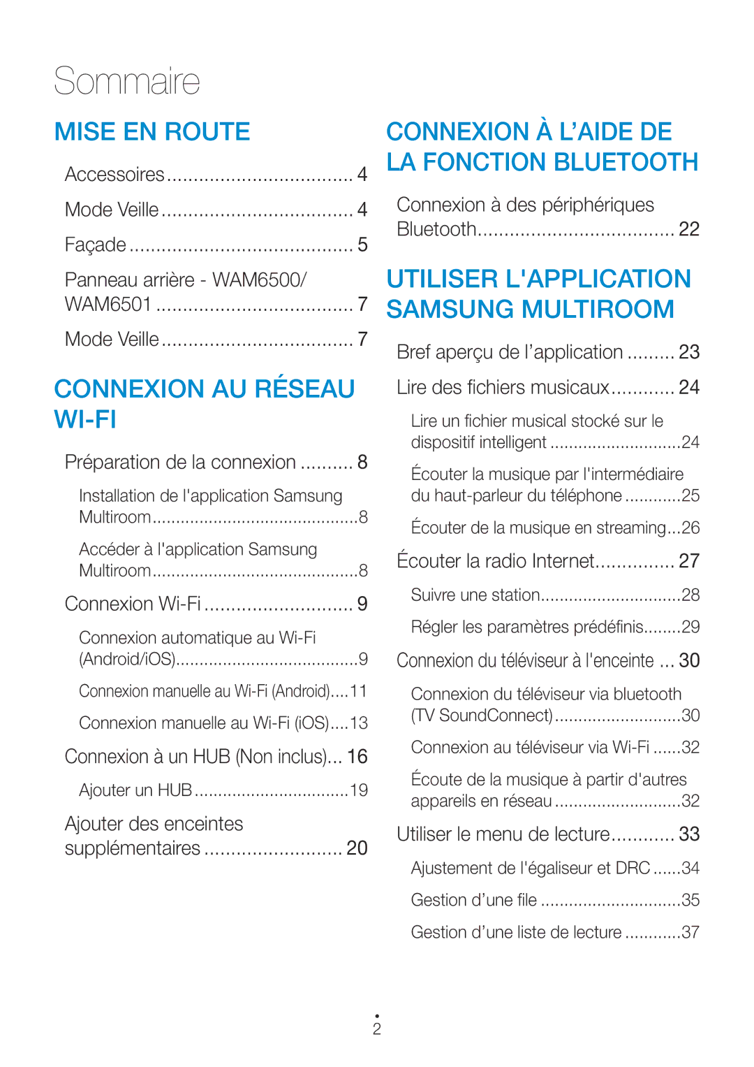 Samsung WAM7500/ZF, WAM7501/ZF, WAM6500/ZF Panneau arrière WAM6500, Ajouter des enceintes, Connexion à des périphériques 