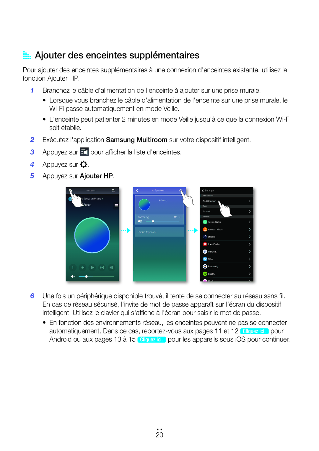 Samsung WAM7500/ZF, WAM7501/ZF, WAM6500/ZF manual AA Ajouter des enceintes supplémentaires 