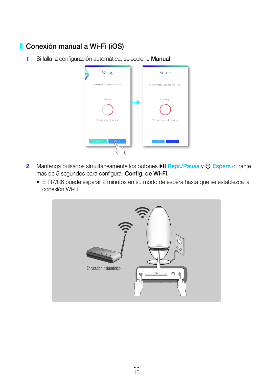 Samsung WAM6500/ZF, WAM7501/ZF, WAM7500/ZF Conexión manual a Wi-Fi iOS 