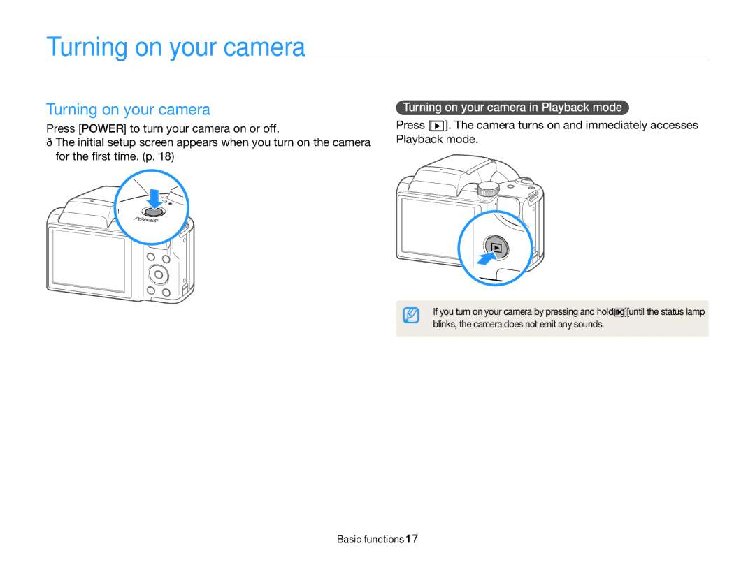 Samsung WB101, ECWB100ZBARUS, ECWB100ZBABUS appendix Turning on your camera in Playback mode 