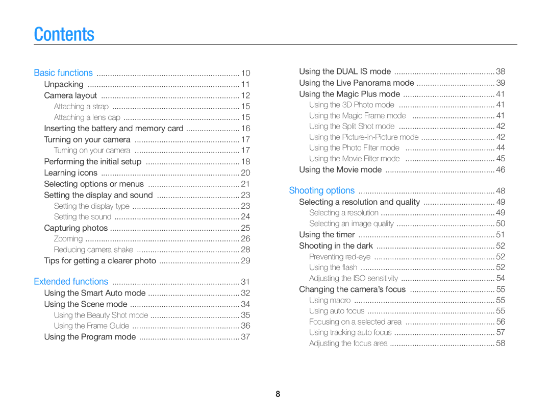 Samsung ECWB100ZBARUS, WB101, ECWB100ZBABUS appendix Contents 