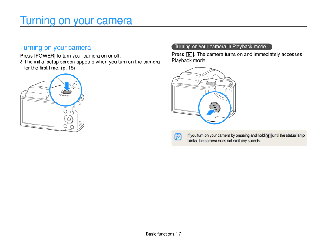 Samsung WB100, WB101 appendix Turning on your camera in Playback mode 