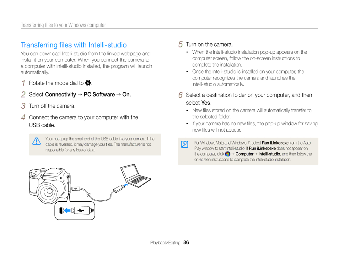 Samsung WB101, WB100 appendix Transferring files with Intelli-studio, Transferring files to your Windows computer 