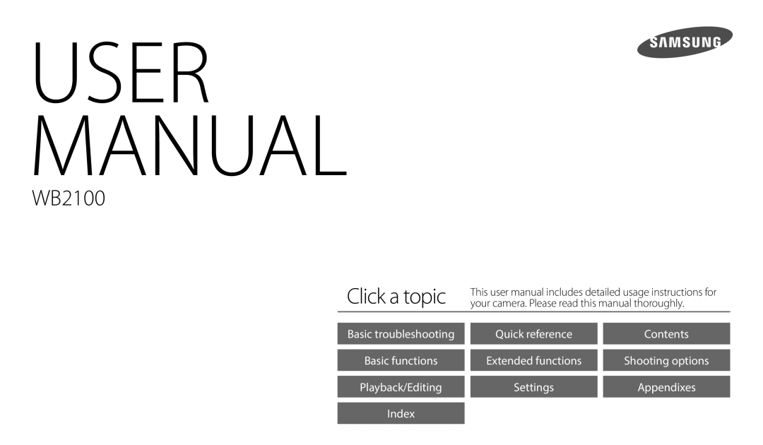 Samsung user manual WB2100 Click a topic 