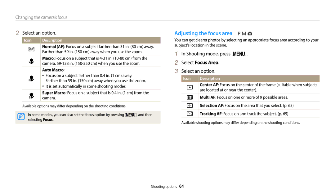 Samsung WB2100 user manual Adjusting the focus area, Select Focus Area, Auto Macro 