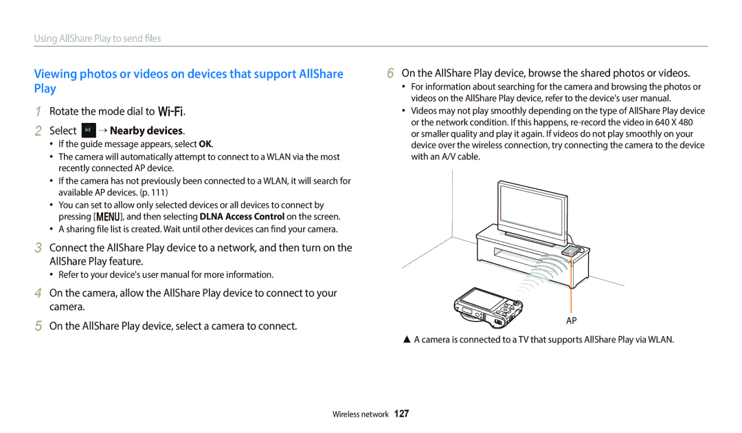 Samsung PRO4845, WB250F, PRO4838, PRO4831, PRO4852 appendix Select “ Nearby devices 