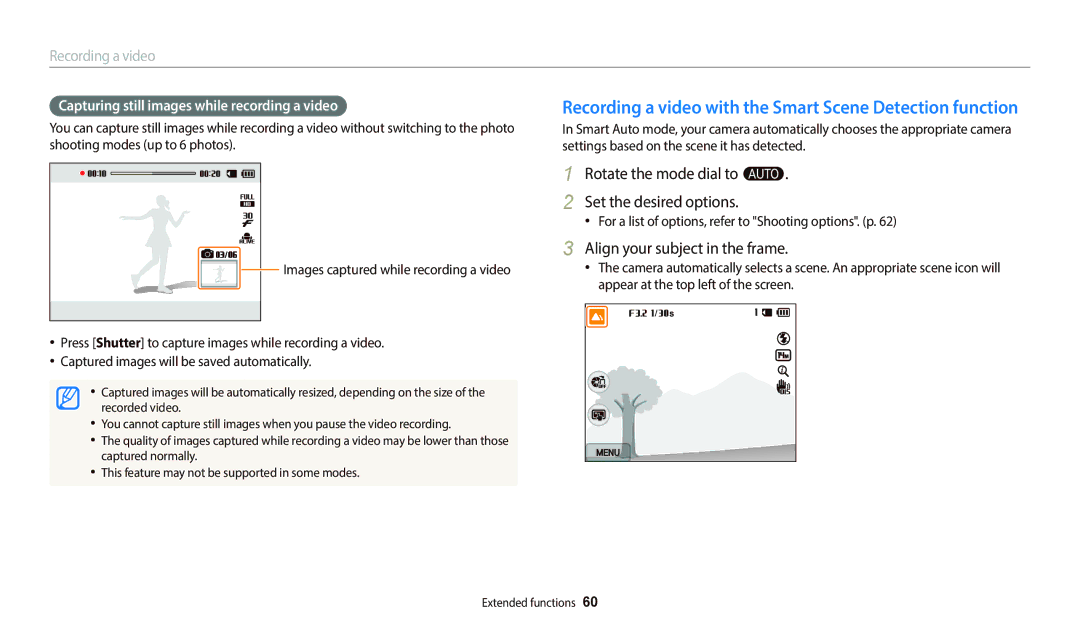 Samsung PRO4838, WB250F Rotate the mode dial to T Set the desired options, Capturing still images while recording a video 