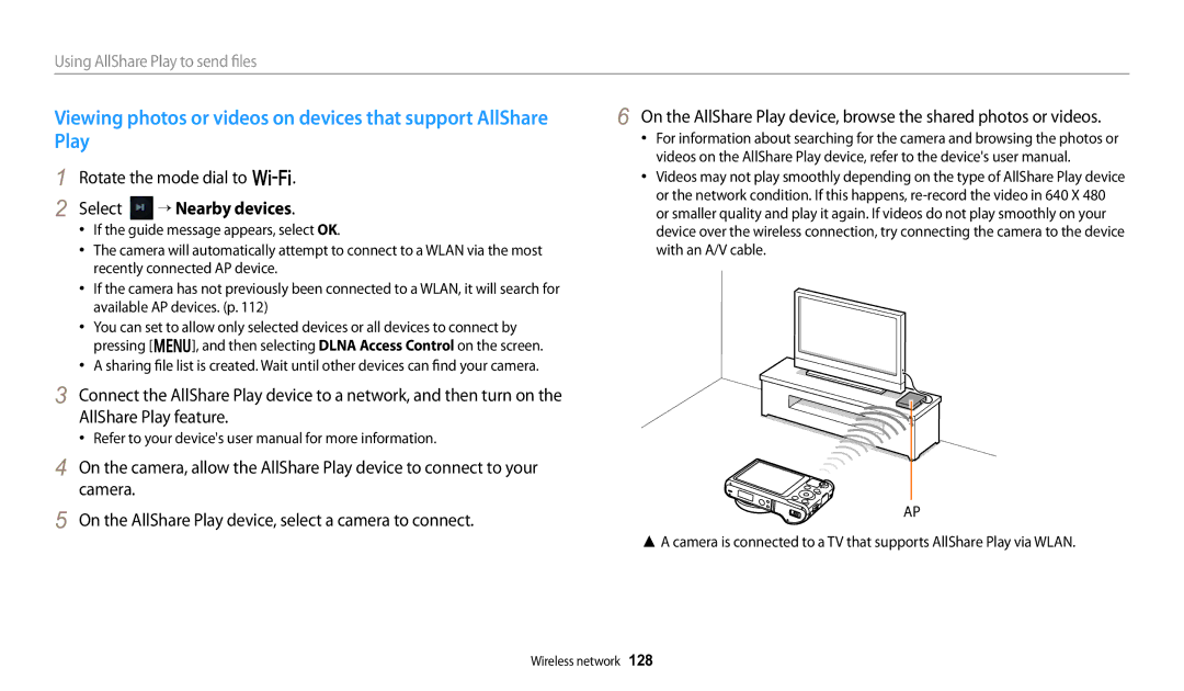 Samsung WB251F, WB280F, WB252F, WB250F user manual Select “ Nearby devices 