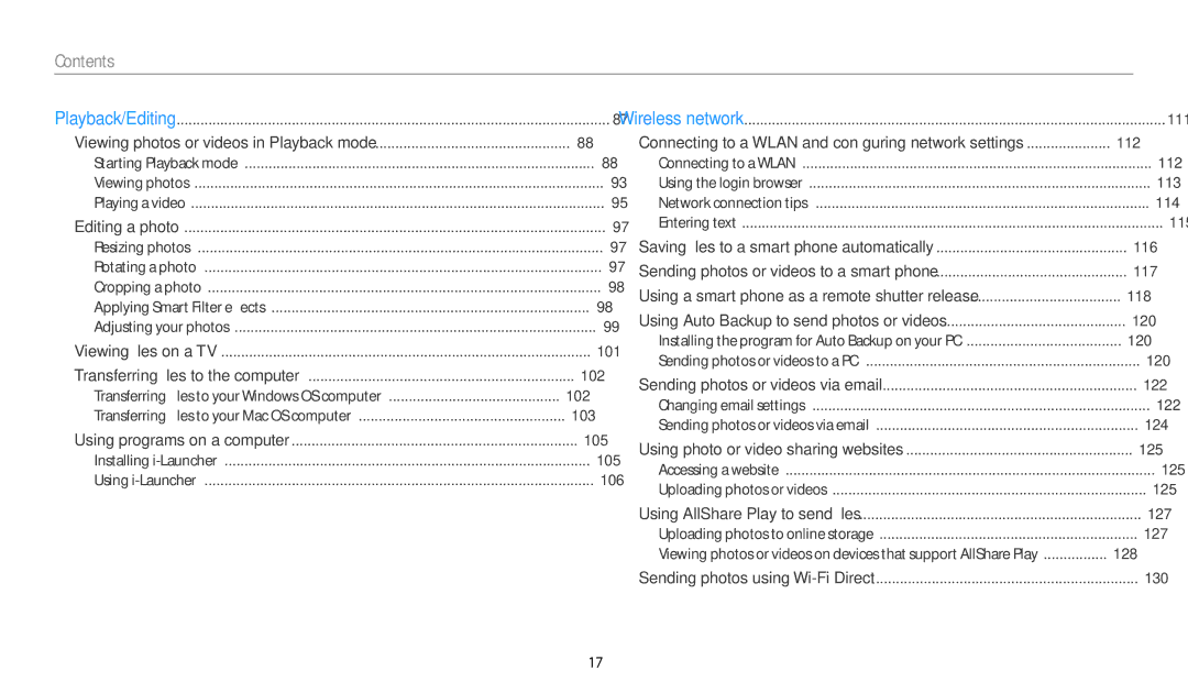 Samsung WB252F, WB280F, WB251F, WB250F user manual 101 