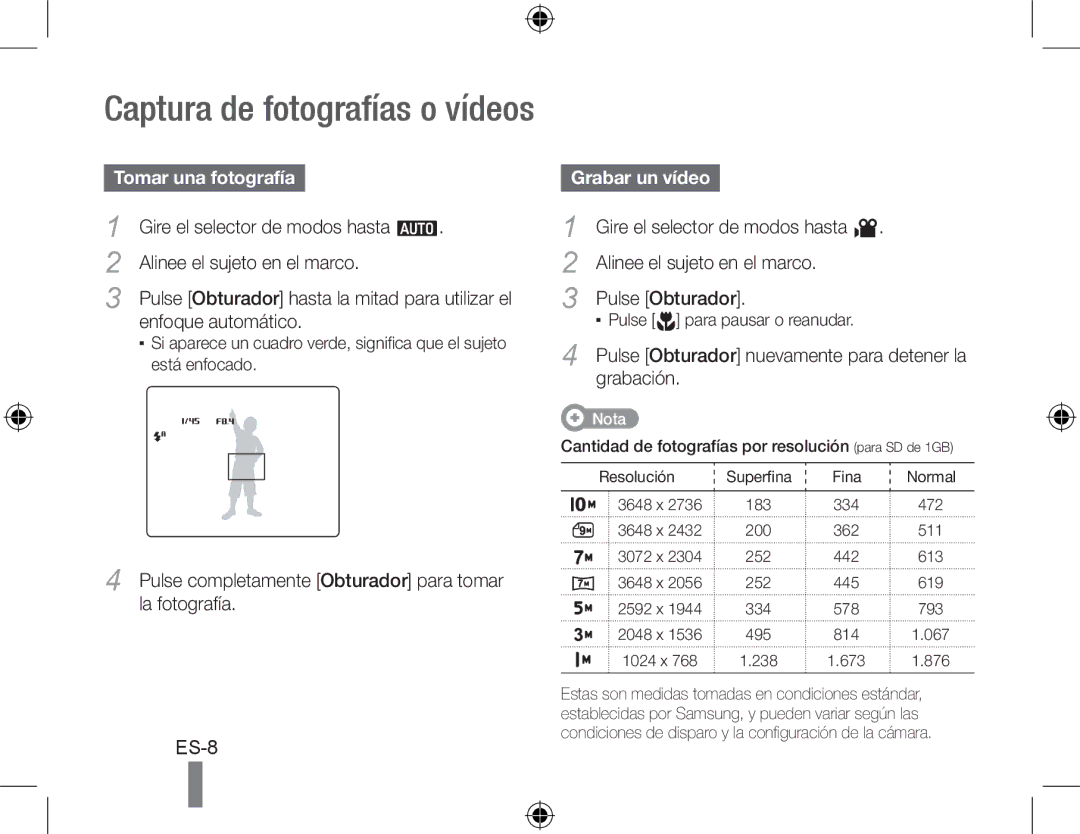 Samsung WB500 quick start manual Tomar una fotografía, Grabar un vídeo 