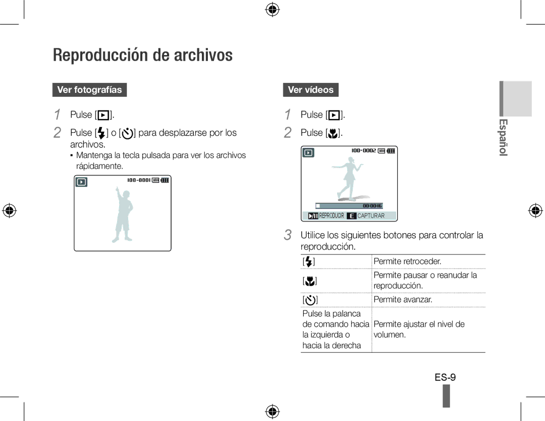 Samsung WB500 quick start manual Reproducción de archivos, Ver fotografías, Ver vídeos 