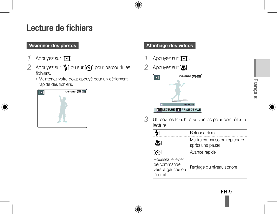 Samsung WB500 quick start manual Lecture de fichiers, Visionner des photos, Affichage des vidéos 