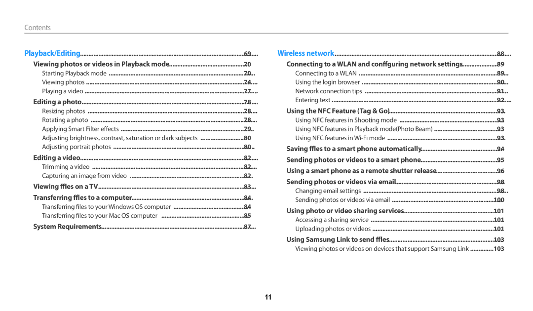 Samsung WB52F, WB50F, WB51F user manual Contents 