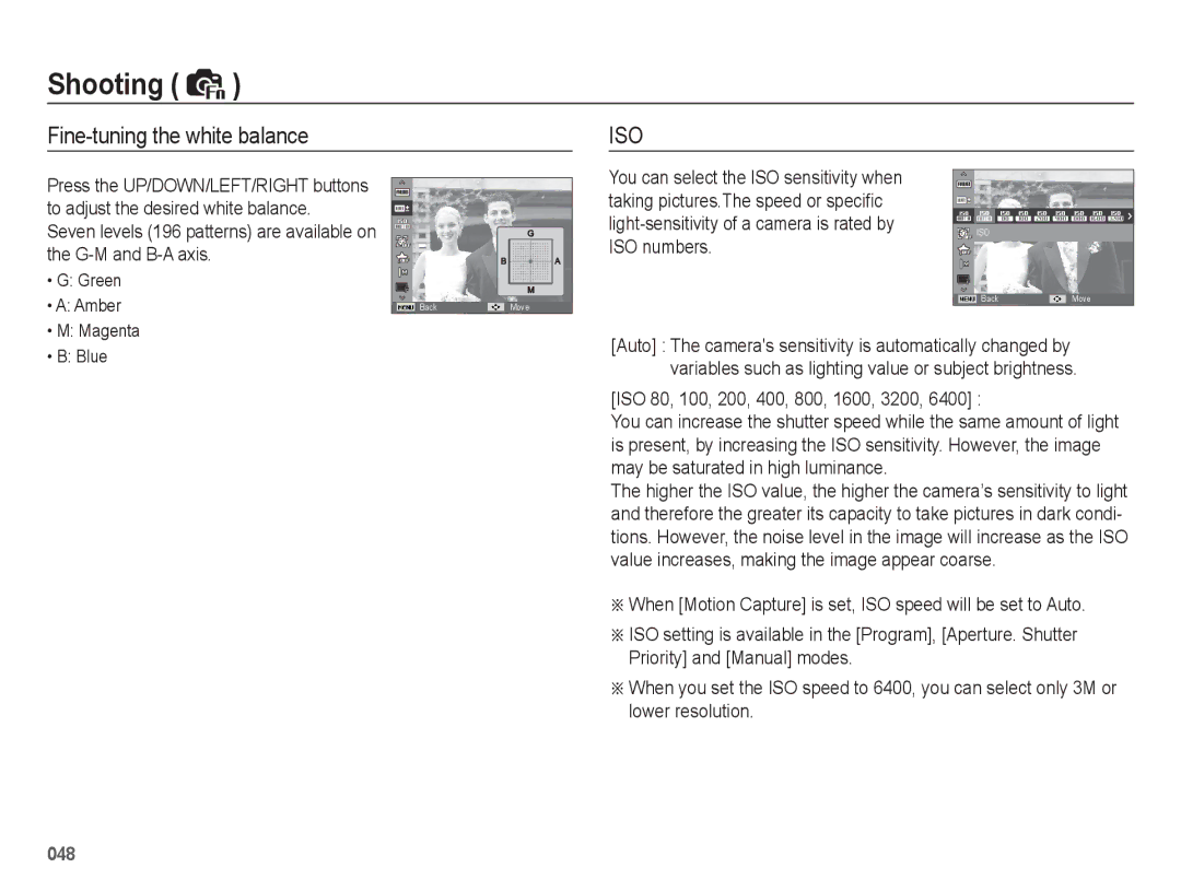 Samsung WB5500 manual Fine-tuning the white balance, ISO numbers, ISO 80, 100, 200, 400, 800, 1600, 3200 