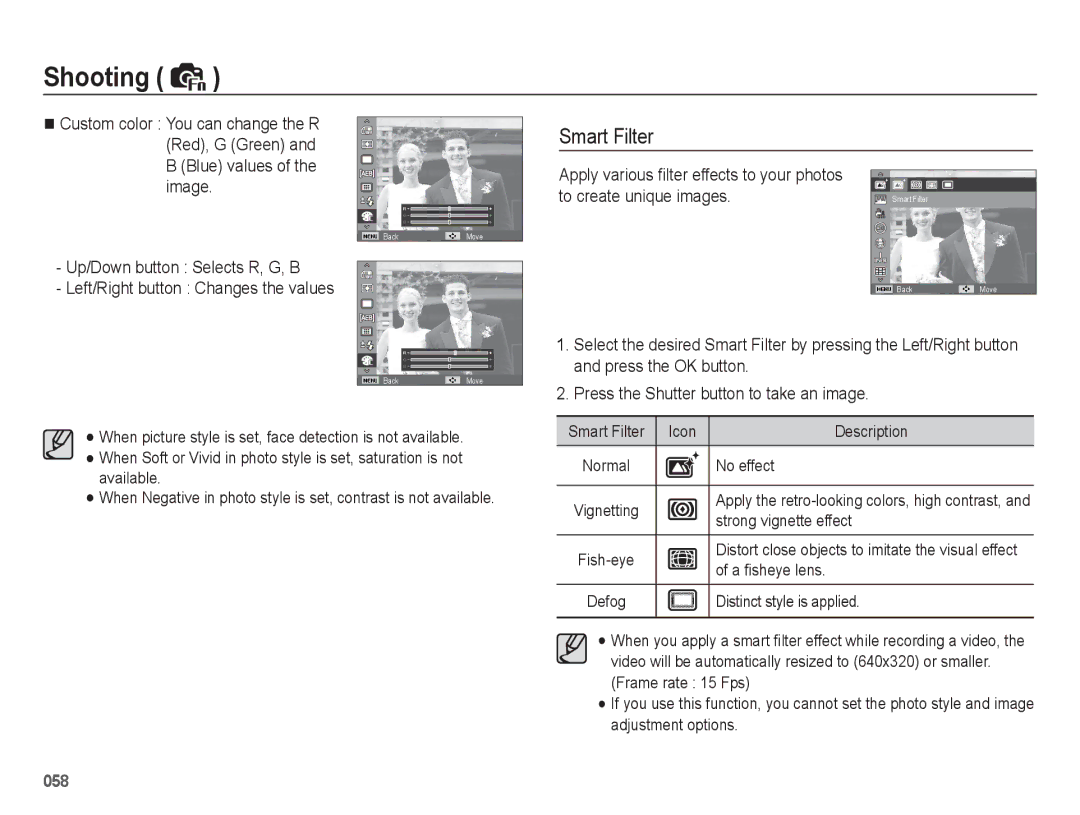 Samsung WB5500 manual Smart Filter 