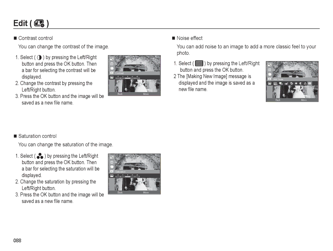 Samsung WB5500 manual Displayed, Change the contrast by pressing the Left/Right button 