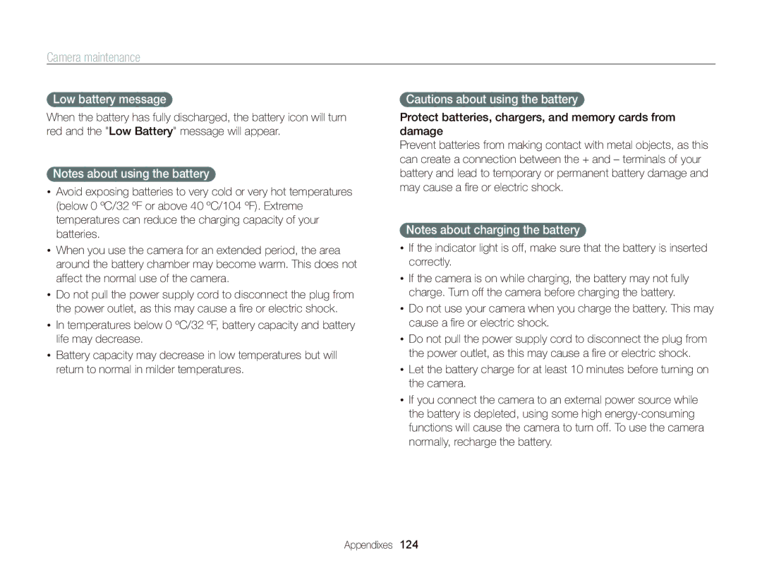 Samsung WB750 user manual Low battery message 