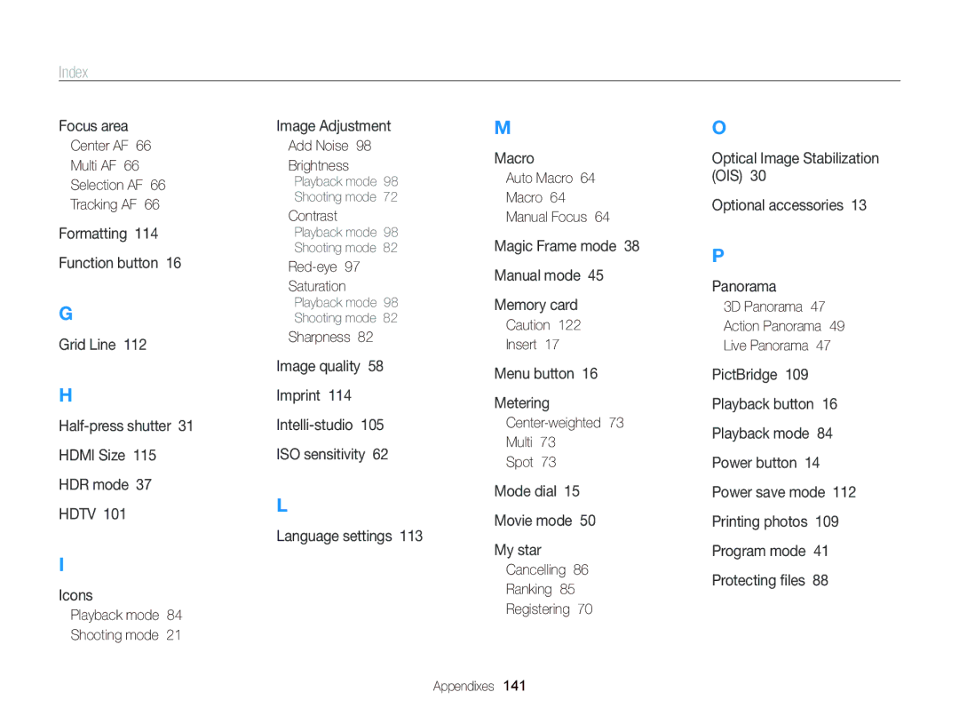 Samsung WB750 user manual Index 